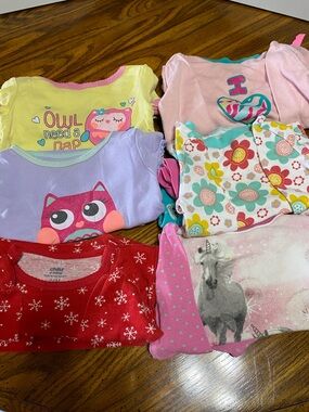 Girls Assorted Pajama Tops and bottoms - Owl, Unicorn, Floral Prints (Multi)